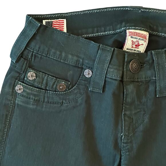 True Religion World Tour Casey Supper Skinny Dark Green Jeans Size 24 NWT $198 - Picture 9 of 10